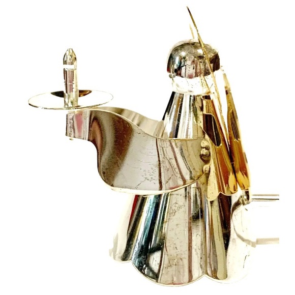 Silver Plated On Brass Angel Candle Snuffer Gold Holiday Christmas Guardian Cute - Picture 4 of 12
